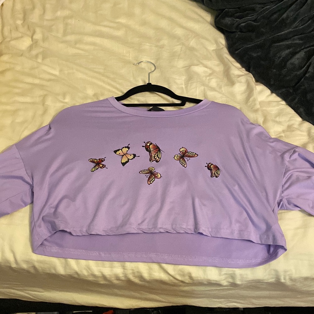 Shein purple butterfly tee shirt